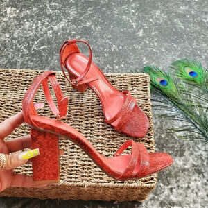 Bershka Ted Snake Embossed Heels